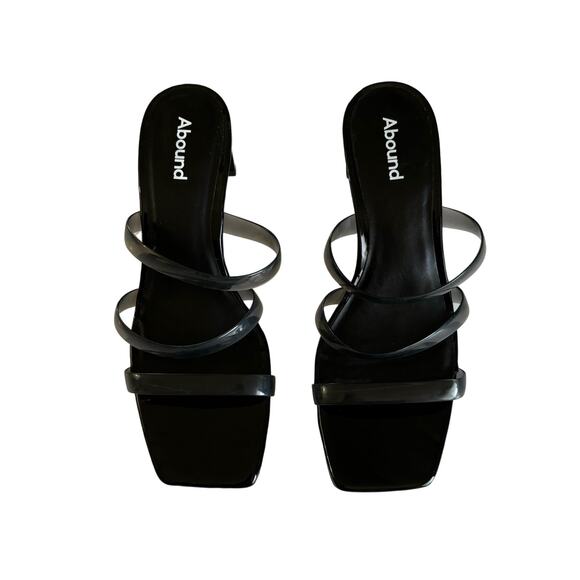 Abound Women’s Ethan Black Smoke Translucent Heel Strappy Slide Sandals Size 8 - Picture 2 of 6
